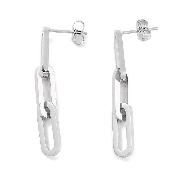 Tarnish Resistant 304 Stainless Steel Oval Dangle Stud Earrings for Women