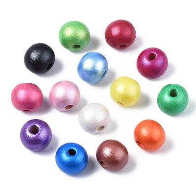 Painted Natural Wood Beads