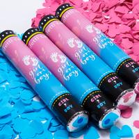 Crisky Gender Reveal Confetti Cannon Heart Shaped Confetti Poppers 4 Pack Baby Shower Baptism Party Cannons Shooter Blaster D...