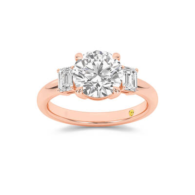 Moonbeam Three Stone Round Lab Grown Diamond Engagement Ring | 18K Rose Gold 3 1/2 CT. TW.