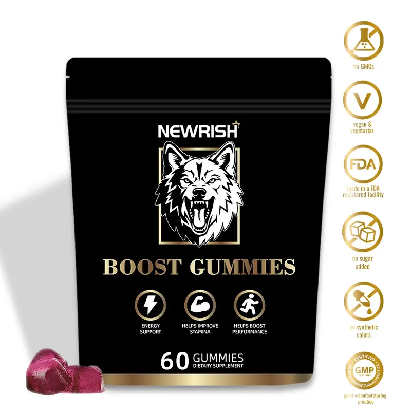 Newrish Himalayan Shilajit Gummies | With AshwagandhaGokshura & other herbs | No added sugar | 60 Gummies