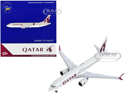 Boeing 737 MAX 8 Commercial Aircraft Qatar Airways Gray with Tail Graphics 1/400 Diecast Model Airplane by GeminiJets