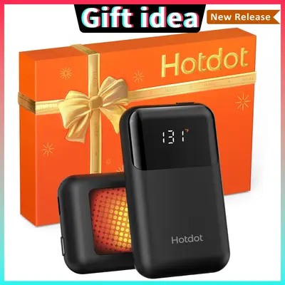Hotdot AI Rechargeable Hand Warmer,Christmas Gift,2-Pack Hand Warmers,20 Hours,1-Sec Heating,LED Screen,Greeting Card with Co...