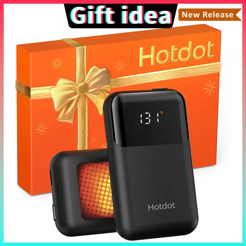 Hotdot AI Rechargeable Hand Warmer,Christmas Gift,2-Pack Hand Warmers,20 Hours,1-Sec Heating,LED Screen,Greeting Card with Co...