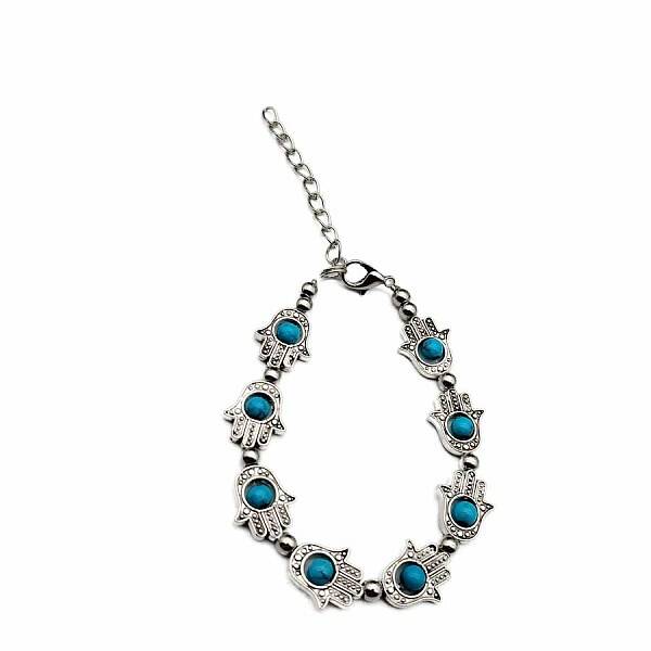 Ethnic Style Alloy Hamsa Hand Link Bracelets