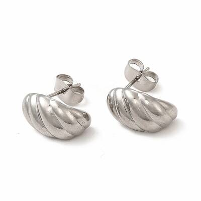 316 Stainless Steel Shell Shape Stud Earrings for Women