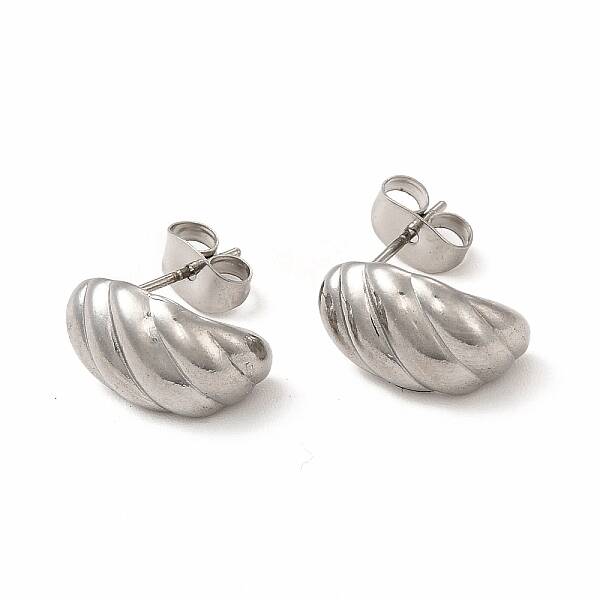316 Stainless Steel Shell Shape Stud Earrings for Women