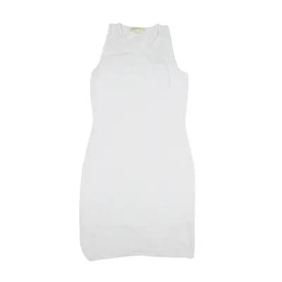 MICHAEL KORS Knit Bodycon Dress White Sleeveless Knee Length Womens UK 10