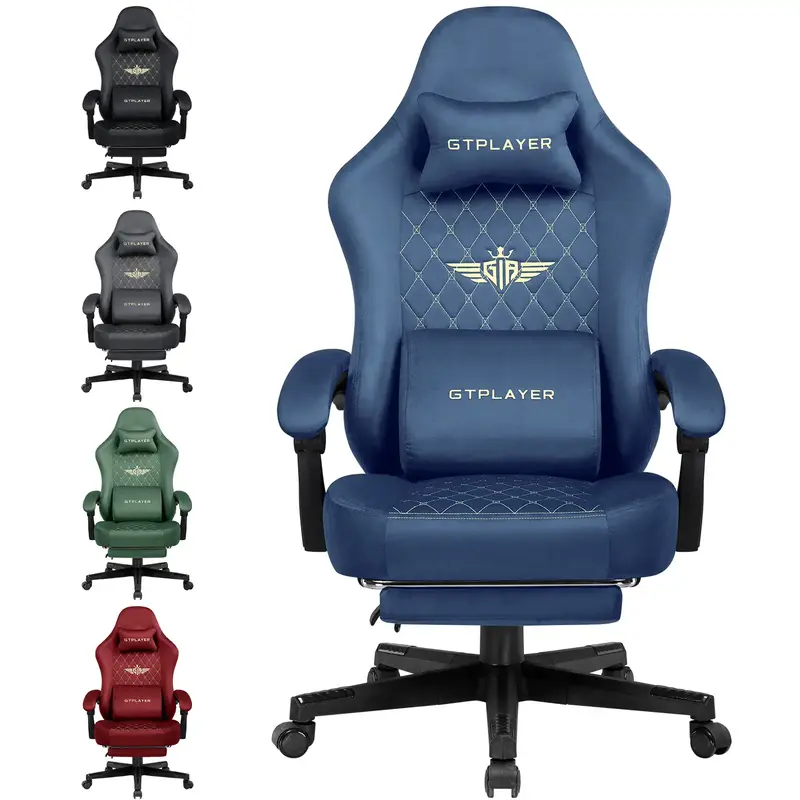 GTPLAYER Gaming Chair Fabric with Pocket Spring Cushion, High Back Computer Office Chair with Headrest & Lumbar Support, Ergo...