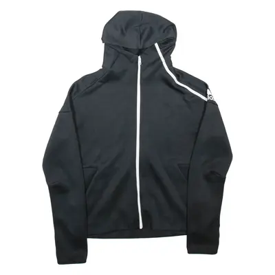 ADIDAS Womens Black Hoodie Full Zip UK 12
