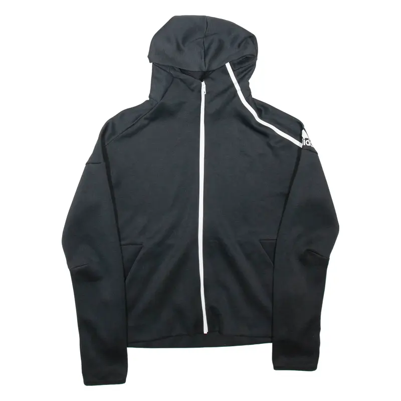 ADIDAS Womens Black Hoodie Full Zip UK 12