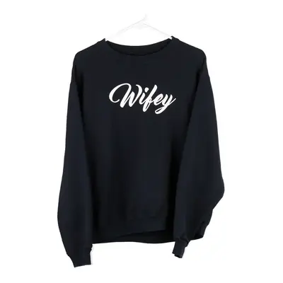 Wifey Fruit Of The Loom Sweatshirt - Medium Black Cotton Blend