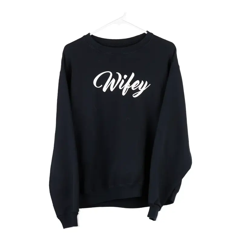 Wifey Fruit Of The Loom Sweatshirt - Medium Black Cotton Blend