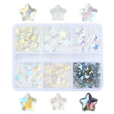 90Pcs 6 Styles Transparent Glass Beads