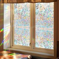 Rainbow Crescent Moon Pattern Window Sticker, 1 Count PVC Static Cling Window Film, Decorative Sticker for Home Living Room B...