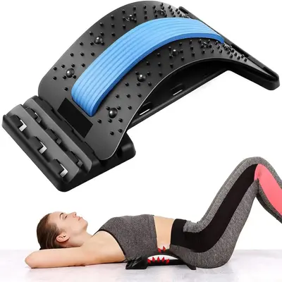 Adjustable Back Stretcher, Multi-level Lumbar Support for Lower & Upper Muscle Relief Fatigue, Comfort Back Massager for Be...