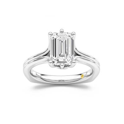 Fleur Emerald Cut Lab Grown Diamond Engagement Ring | 18K White Gold 2 CT. TW.