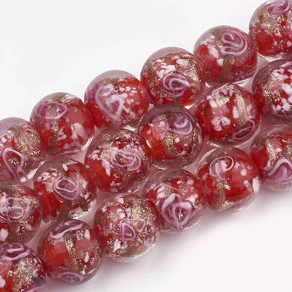 Handmade Gold Sand Lampwork Beads