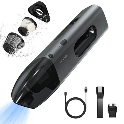 NEXPOW Car Vacuum Portable Car Vacuum Cleaner High Power 8000PA,Compact Hand Vacuum Cordless Rechargeable in Gray Aluminum Al...