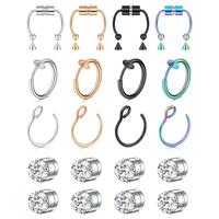 Fake Nose Rings Set No Piercings Faux Nose Hoops Fake Earrings Without Piercing Non-Piercing Nose Ring for Women Men