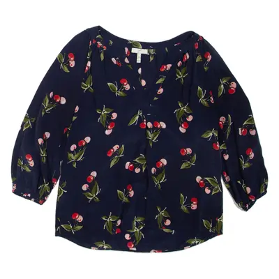 JOIE Womens Printed Blouse Blue Long Sleeve Silk Floral XXS