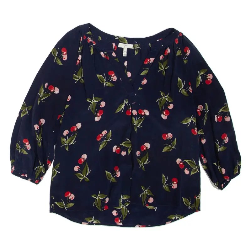 JOIE Womens Printed Blouse Blue Long Sleeve Silk Floral XXS