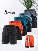 Men's Letter Print 2 in 1 Quick Drying Shorts, Casual Breathable Comfortable Shorts for Gym Workout Running, Men's Summer Bot...