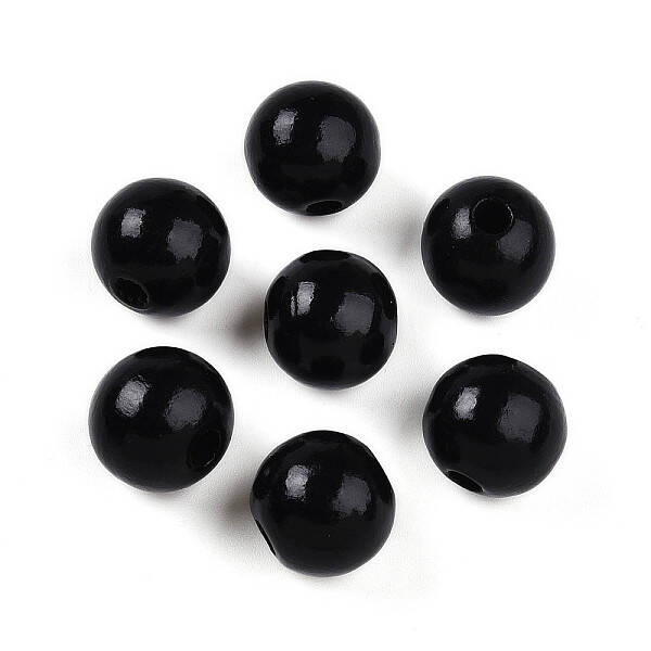 Painted Natural Wood Beads