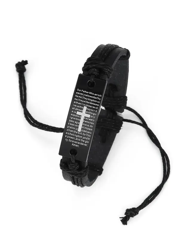 Letter & Criss Cross Pattern Adjustable Matching Bracelet, New Trendy Religious Faith Drawstring Bracelet for Men Women, Clas...