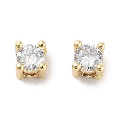 Brass Micro with Single Clear Zirconia Beads