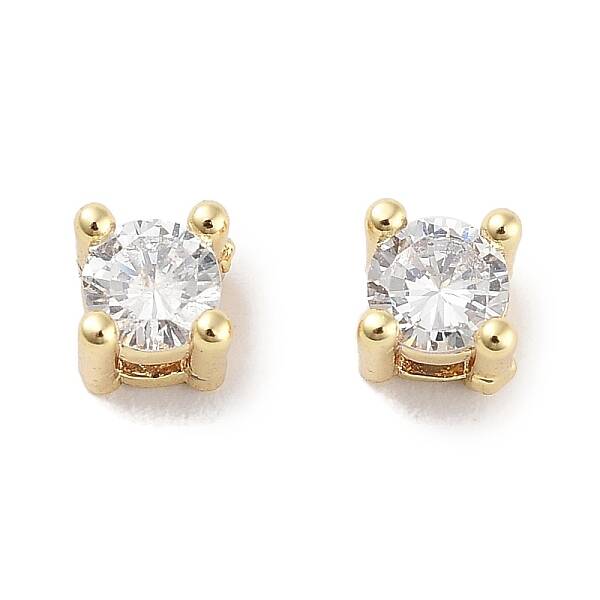 Brass Micro with Single Clear Zirconia Beads