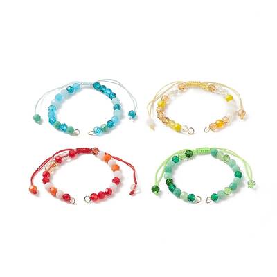 Gradient Color Faceted Glass Beaded Braided Bracelets