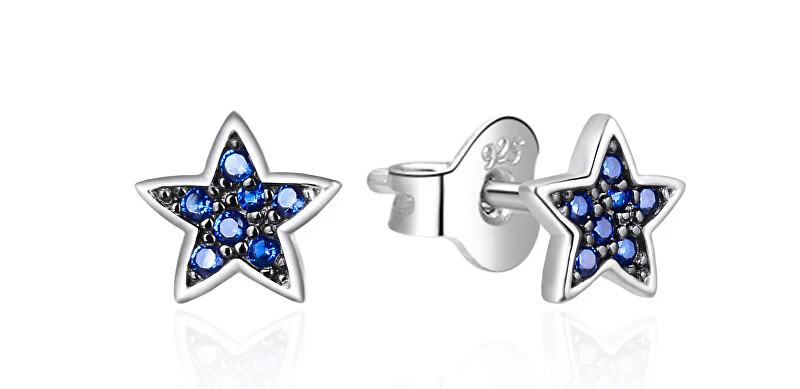 Agato Silver Star Earrings with Zirconia AGT-E017PBL