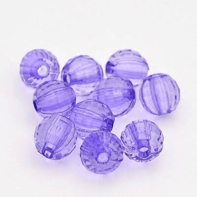 Faceted Round Transparent Acrylic Beads