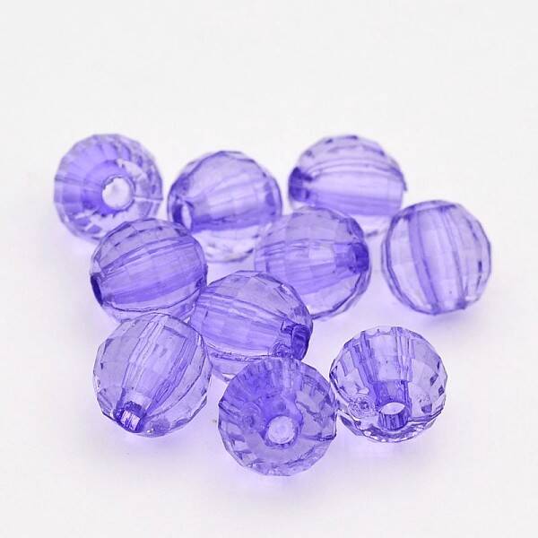 Faceted Round Transparent Acrylic Beads