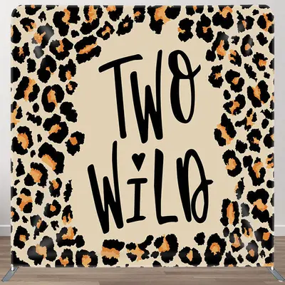 Aperturee Two Wild Leopard Grain Fabric Backdrop Cover for Birthday - Aperturee