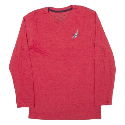 NAUTICA T-Shirt Red V-Neck Long Sleeve Boys L