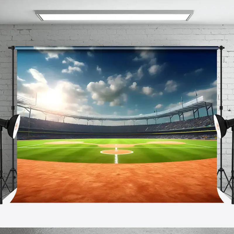 Baseball Field Bleachers Game Backdrop For Party - Aperturee