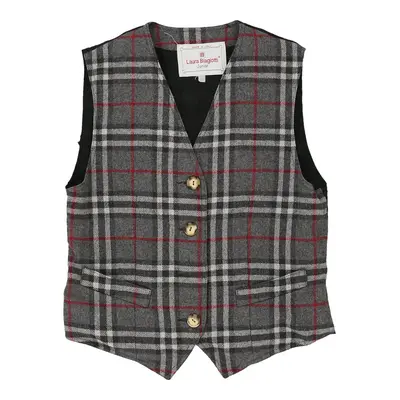 Junior Age 14 Laura Biagiotti Checked Waistcoat - Large Grey Wool Blend | Size: large