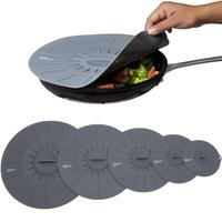 Microwave Cover Silicone Lids - Set of 5: 6, 8, 10, 12 and 14 inches - Suction Covers for Pots, Pans, Bowls, Cups, Skillets -...