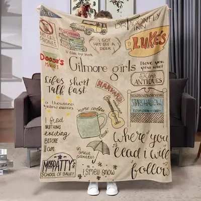 Gilmore Girls Letter Pattern Blanket, 1/2 Counts Soft Warm Throw Blanket, Air-conditioned Room Blanket, Warm Nap Blanket for ...