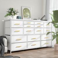 Raybee Furniture Dresser TV Stand with 16 Storage Drawers, 3 Power Outlets, Water-Resistant Top, Multifunctional Design for L...