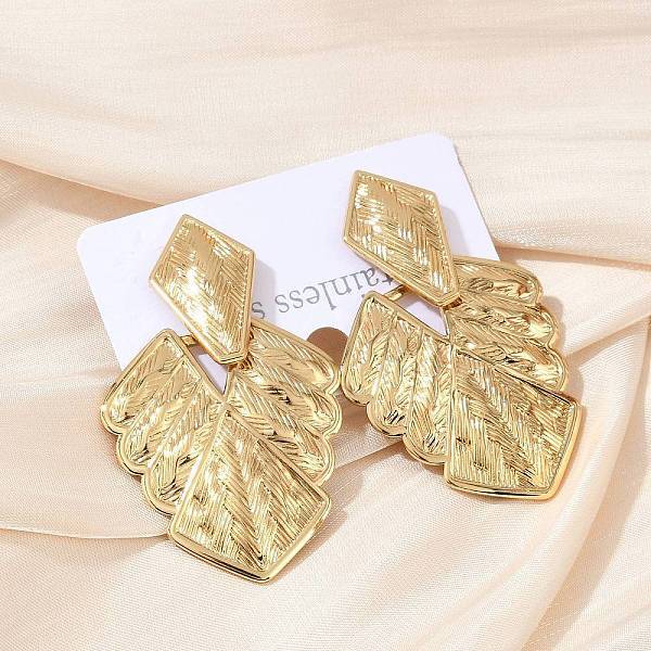 Leaf 304 Stainless Steel Dangle Stud Earrings