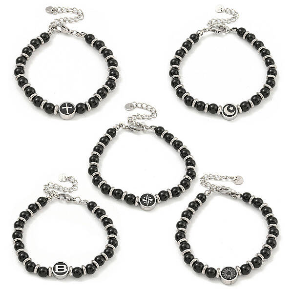 304 Stainless Steel & Glass Round Beaded Bracelets for Women