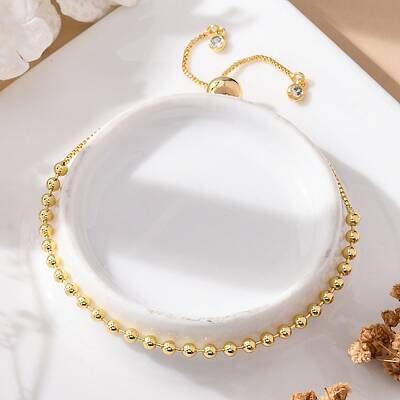 Long-Lasting Plated Brass Round Bead Slider Beacelets for Women Men