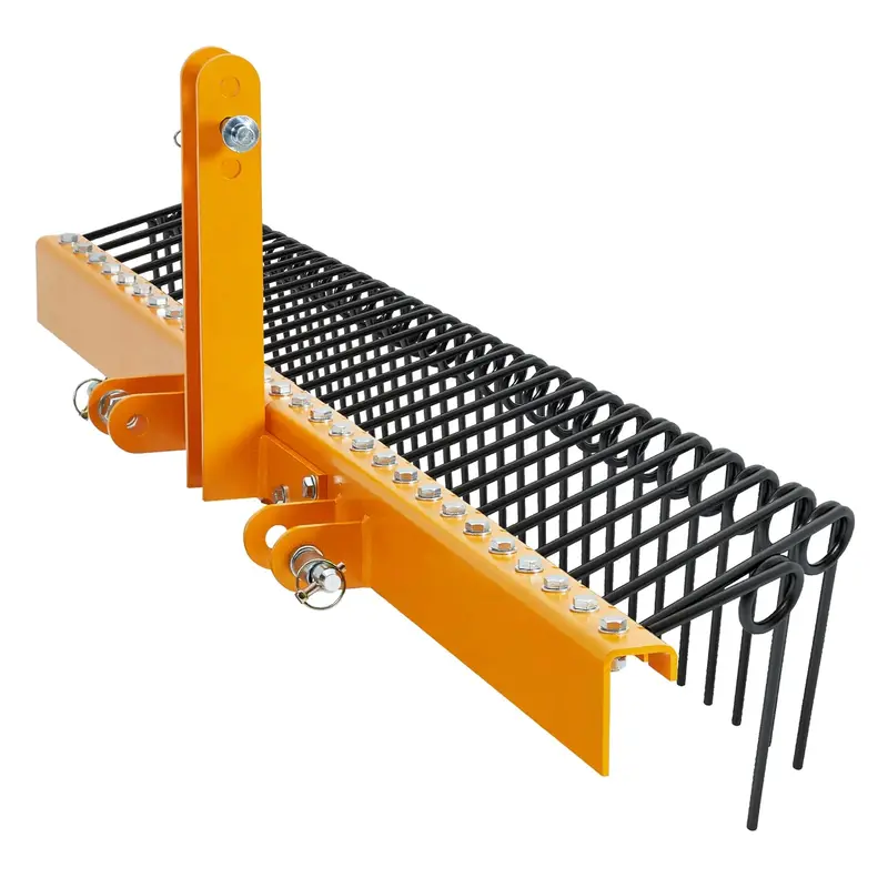 GARVEE 72 Pine Straw Rake - 30 Spring Tines, Powder Coated Steel, 3-Point Hitch Cat 0/1 (Tow Behind for Yard Cleanup/Dethat...