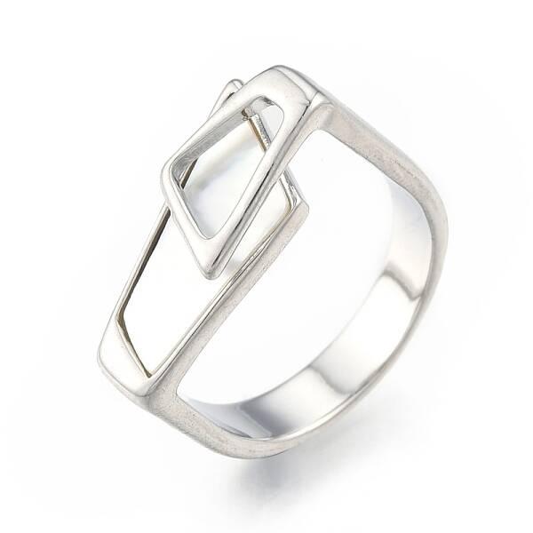 Natural Shell Trapezoid Open Cuff Ring