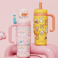 【COMOBEBE】24oz Stainless Steel Whale Fountain Tumbler – Adorable Pattern Designs, Spill-Proof, Dual Lids, Dishwasher Sa...