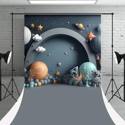 Astronaut Stars Sweep Galaxy Backdrop For Cake Smash - Aperturee