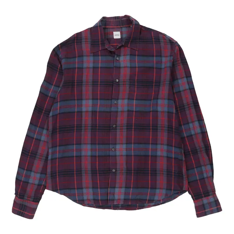Aspesi Checked Shirt - 2XL Purple Cotton
